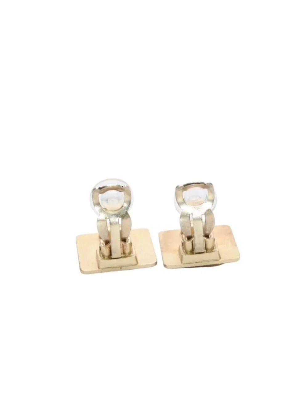 Chanel Earrings Logo Turnlock Square CC Gold Clip on CC